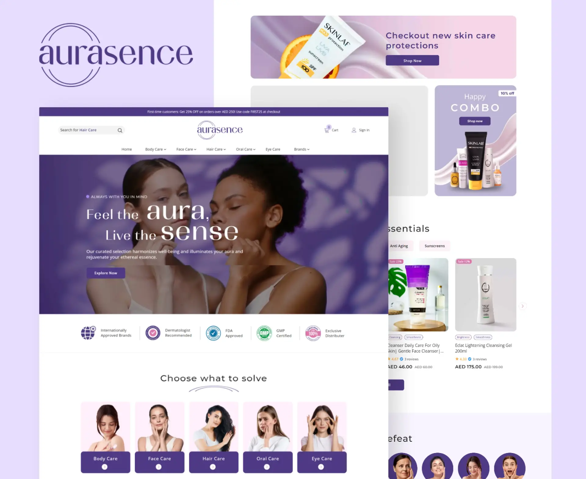Aurasence website portfolio